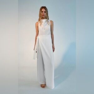 ZARA FLOWING BELTED WRAP JUMPSUIT
WHITE S